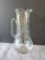 Etched Clear Glass Pitcher