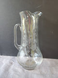 Etched Clear Glass Pitcher