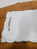 14 Piece White Embroidered Bird and Floral Motif Fabric Placemat and Napkin Set