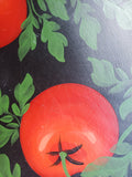 Sherwood Forest Design Hand Painted Wooden Tomato Salad Bowl with Serving Utensil Set