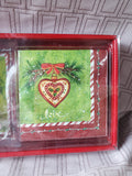 Home Accents Christmas Glass Cheese Tray with Spreader and Cocktail Napkin Set UNOPENED