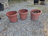 G-Three Large Plastic Planters, One w/Dirt