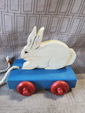 Primitive Wooden Bunny Pull Toy