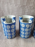 Set of 4 Blue and White Ceramic Vases