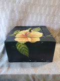 Painted Black Floral Jewelry Box