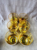 Set of 6 Clear Glass and Gold Toned Lowball Glasses