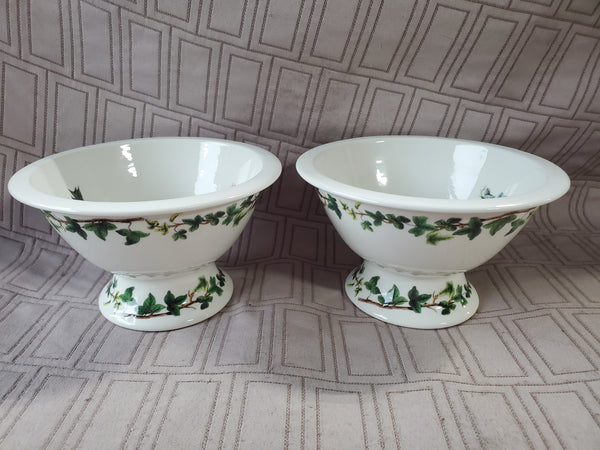Pair of Portmeirion "The Holly and the Ivy" Footed Sorbet Bowls