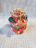 2 Tiered Heart Shaped Holiday Trinket Box