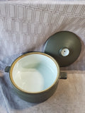 Olive Green Pottery Covered Casserole Dish