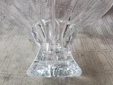Heavy Clear Glass Ribbed Flared Pedestal Vase