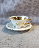 Bavaria Germany White and Gold Toned Demitasse and Saucer Set (A)