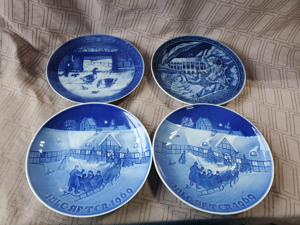 Lot of 4 Blue and White Ceramic Decorative Plates