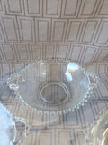 Lot of 3 Clear Glass Beaded Rim Serving Dishes