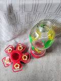 Hand Painted Glass Sunflower Hummingbird Feeder