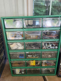 Two Garage Storage Boxes w/Small Plastic Drawers - Filled w/Random Hardware