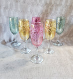 Set of 6 Cristalleria Fratelli Fumo Style Champagne Flutes