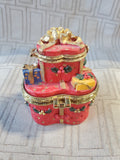 2 Tiered Heart Shaped Holiday Trinket Box