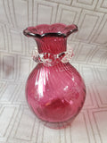 Miniature Cranberry Glass Bud Vase