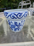 Medium Blue and White Ceramic Planter (two available, priced separately) (G)