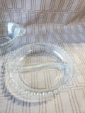 Lot of 3 Clear Glass Beaded Rim Serving Dishes