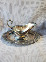 Oneida Silverplate Gravy Boat and Saucer Set