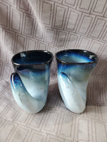 Signed Pair of Peter Pots Pottery Horn Steins/Mugs