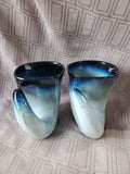 Signed Pair of Peter Pots Pottery Horn Steins/Mugs