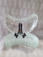 Set of 6 Clear Glass Crescent Shaped Plates