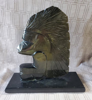 Carved Onyx Obsidian Mayan Statue