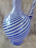 Pasabahce Blue Spiral Art Glass Pitcher Vase
