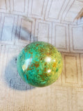 Carved Spherical Blue, Teal, and Brown Colored Stone