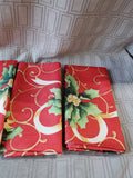 Set of 6 Red Holly Berry Fabric Napkins