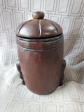 Hand Carved Wooden Face Jar