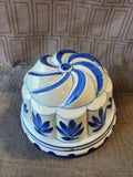 Small Blue and White Ceramic Bundt Cake Pan