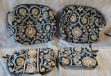Set of 4 Vera Bradley "Cafe Latte" Pattern Toiletry Bags