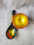 Russian Khokhloma Lacquerware Decorative Bowl and Spoon Set