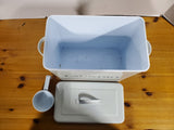 White Metal Laundry Soap Powder Container with Scoop