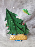 Resin and Metal Santa Fishing with Bear Stocking Holder