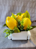 Small White Metal Truck with Faux Lemon Arrangement