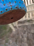 Teal and Brown Glazed Terracotta Planter  (O)
