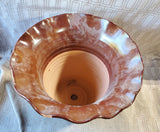 Signed Brown Glazed Pottery Planter