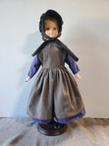 Porcelain Doll with Grey and Blue Dress