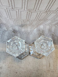 Pair of Clear Glass Tapered Candlesticks