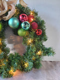 Lighted Holiday Wreath with Ornaments WORKS