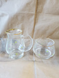 Clear Glass Shamrock Creamer and Sugar Set