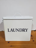 White Metal Laundry Soap Powder Container with Scoop