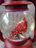 Cardinal Holiday Snowglobe Lantern WORKS