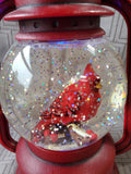 Cardinal Holiday Snowglobe Lantern WORKS