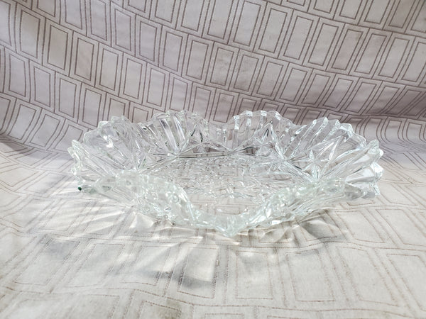 Vintage Clear Glass Fruit Pattern Serving Bowl
