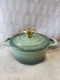 Smith & Clark Ironworks Cast Iron 1 Quart Green Dutch Oven